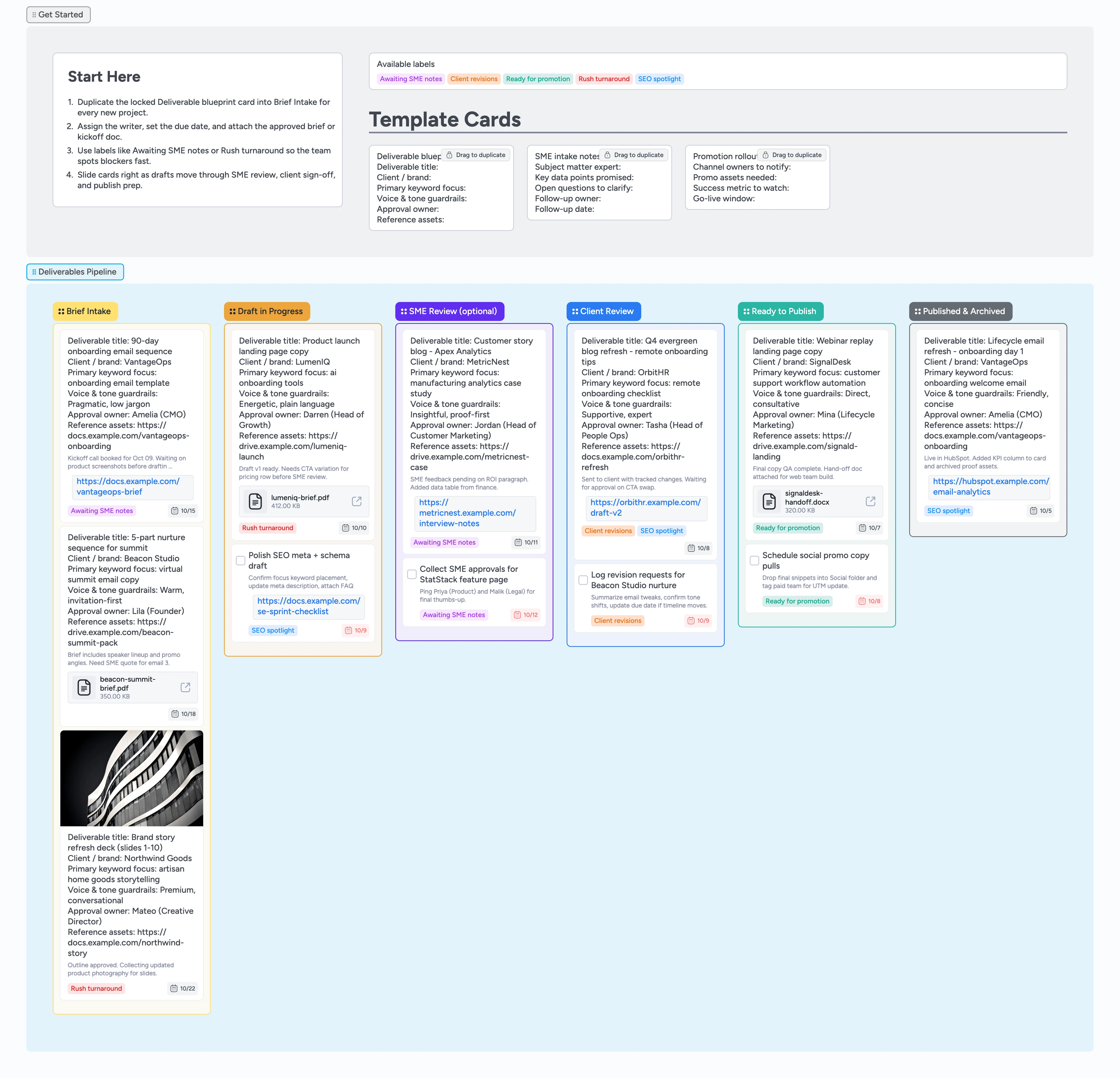 Copywriter Deliverables Tracker Template