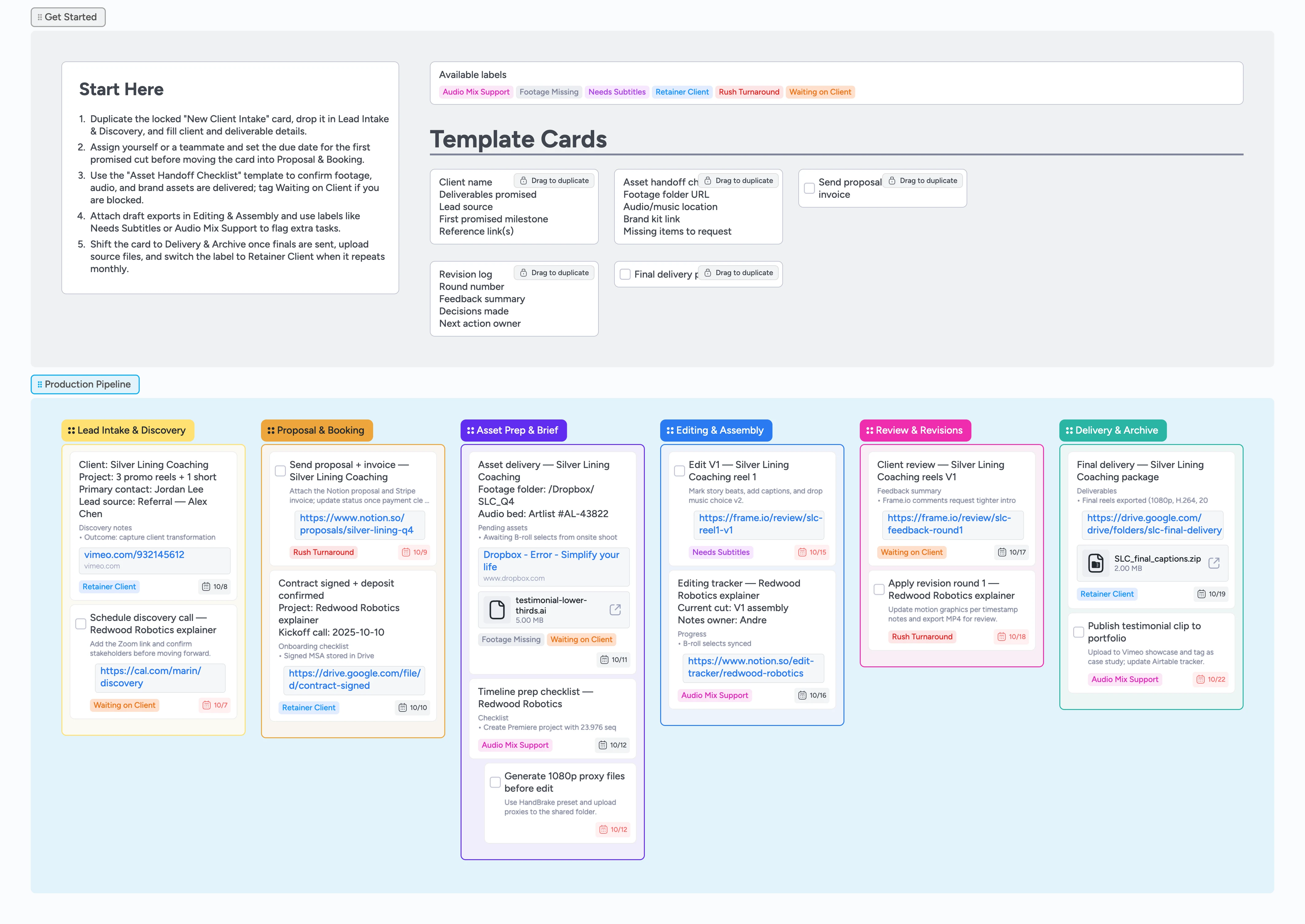 Freelance Video Editor Pipeline Template