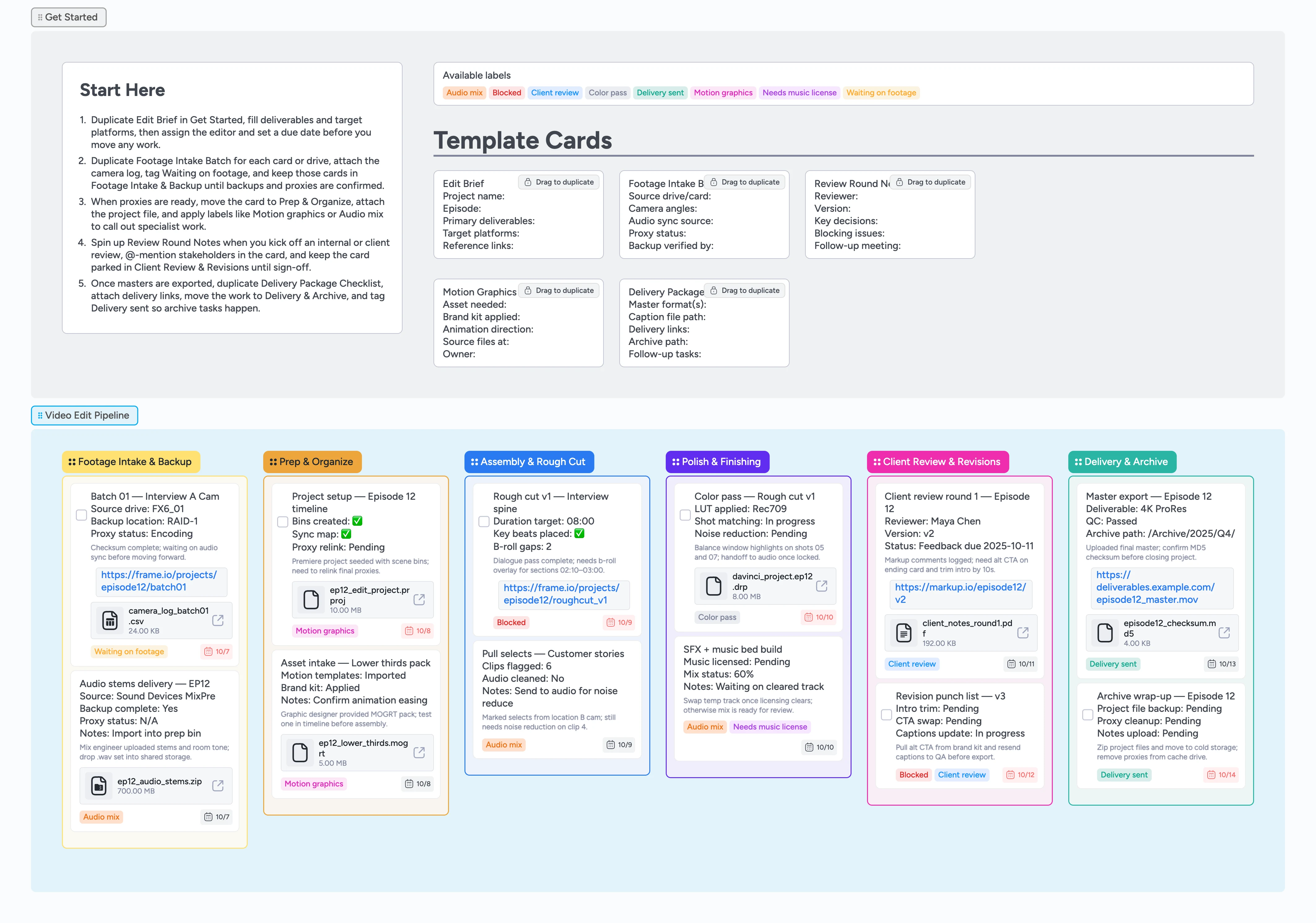 Video Edit Pipeline Template