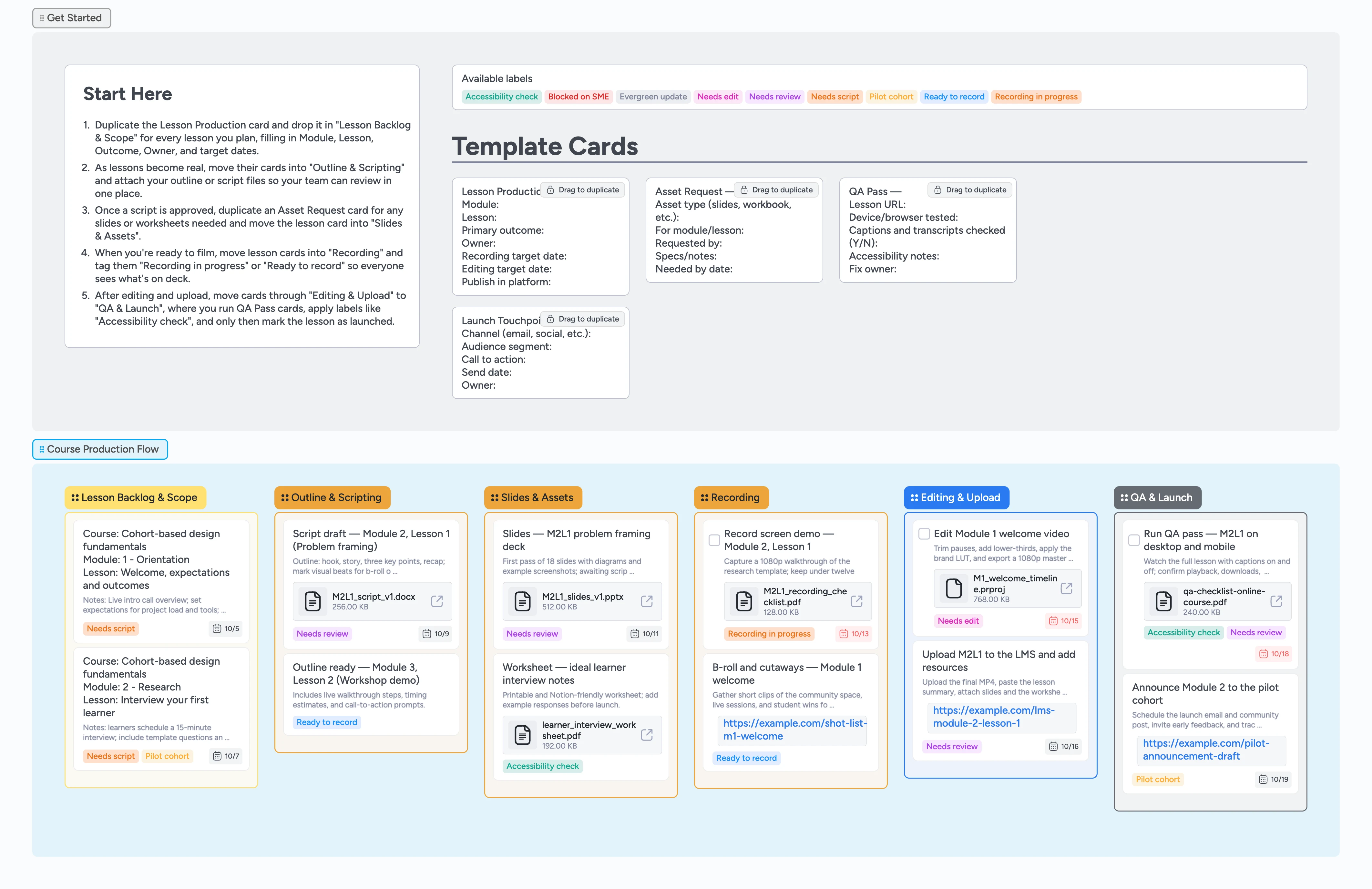 Online Course Production Pipeline Template