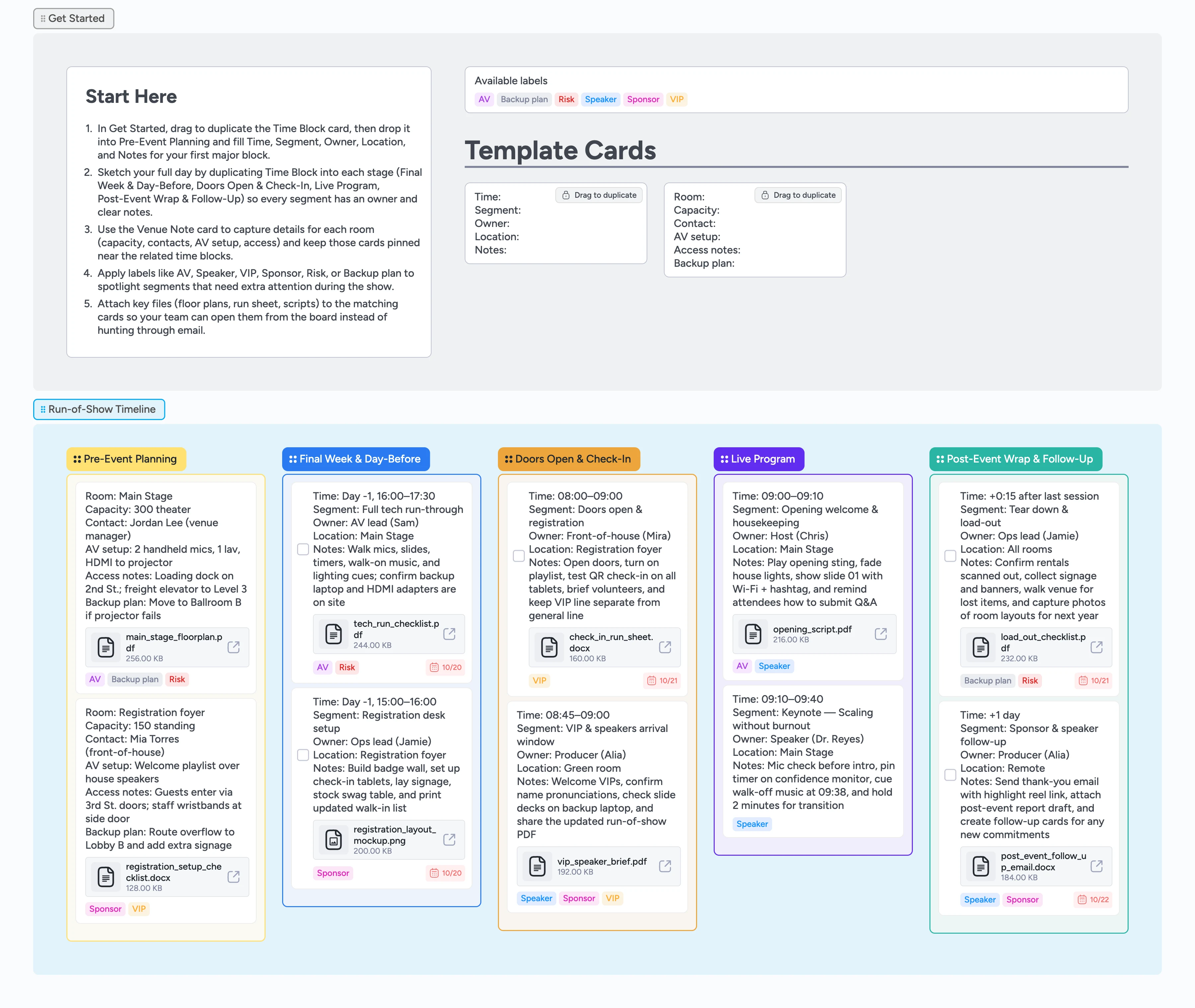 Event Run‑of‑Show Pipeline Template