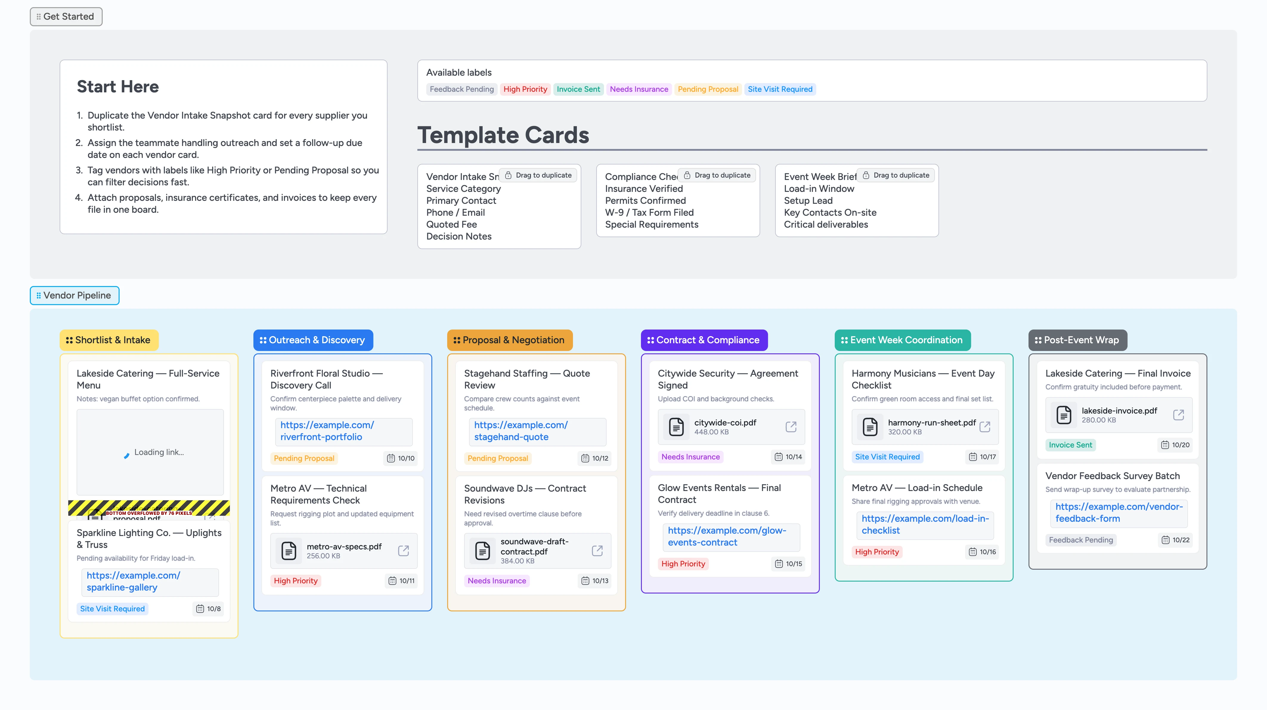 Event Vendor Pipeline Template
