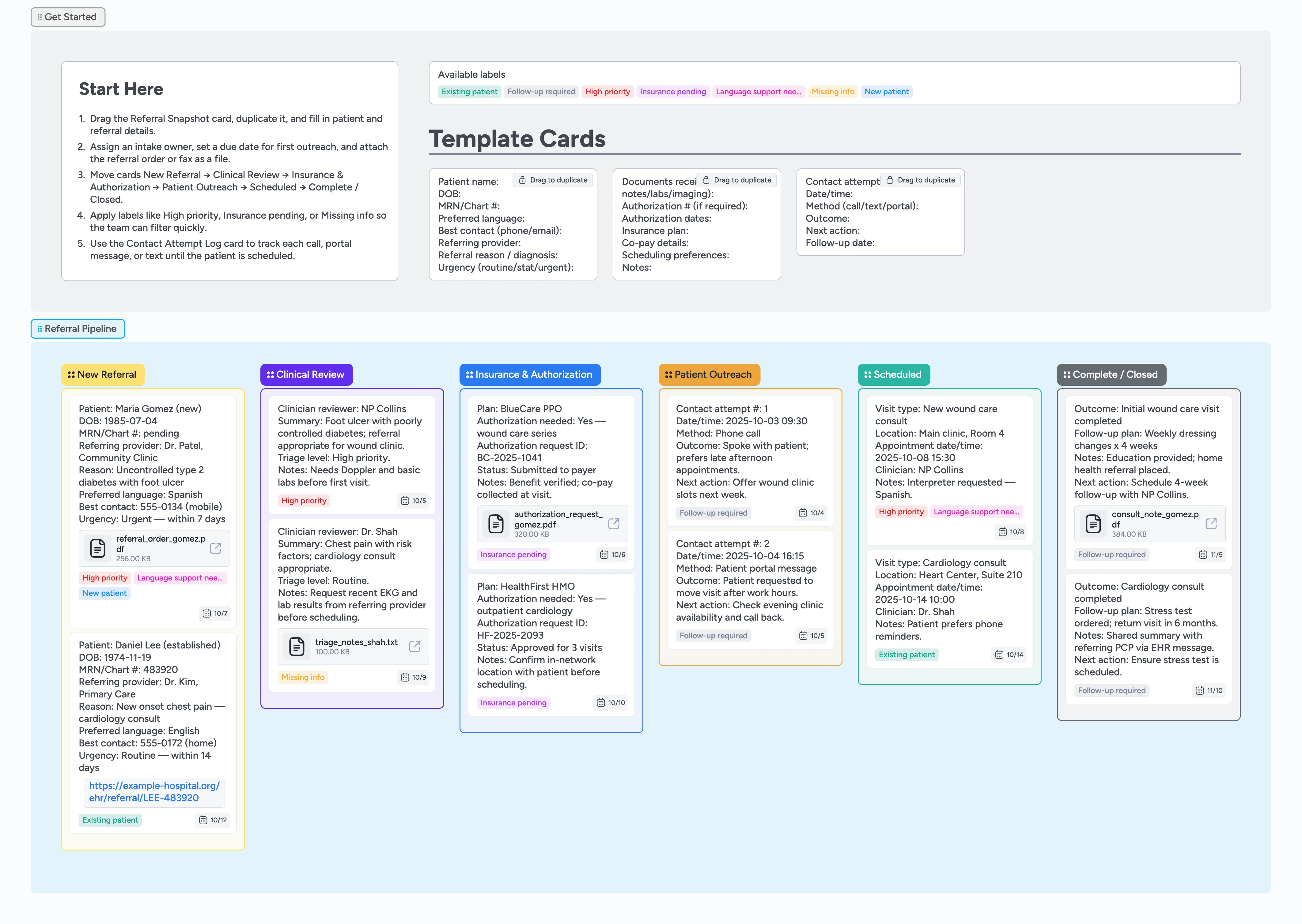 Patient Referral Intake Pipeline Template