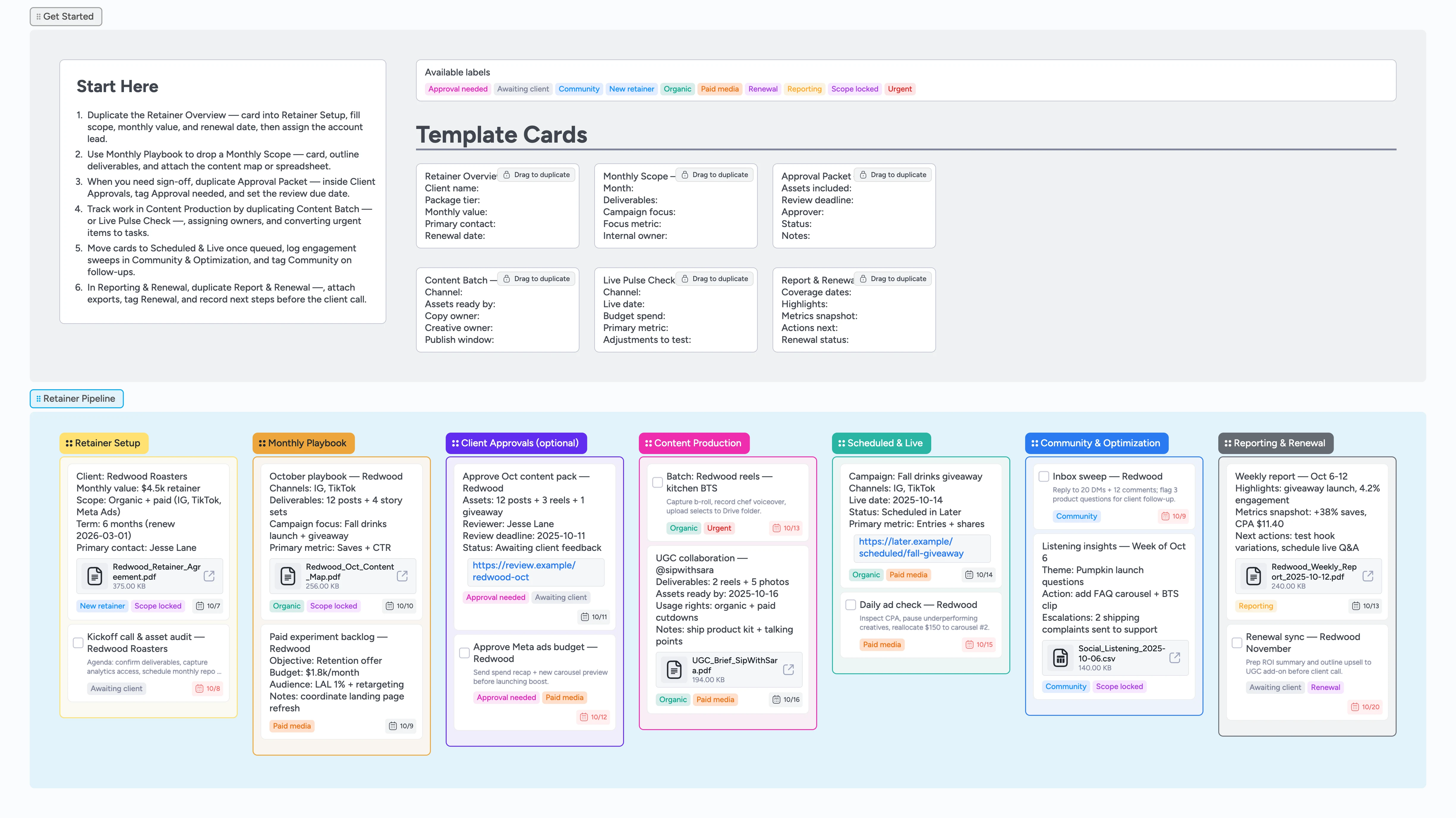 Social Media Retainer Tracker Template
