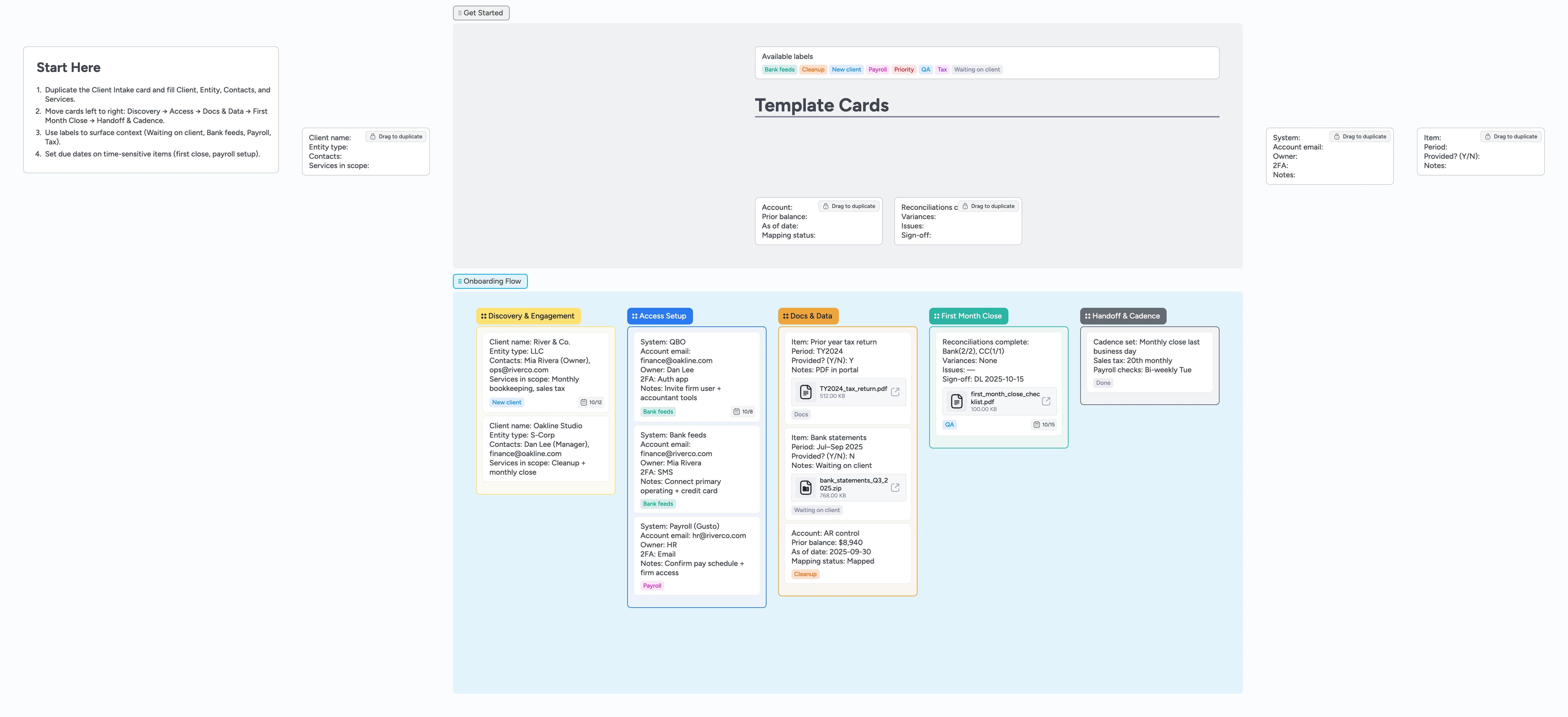 Bookkeeping Client Onboarding Checklist Template