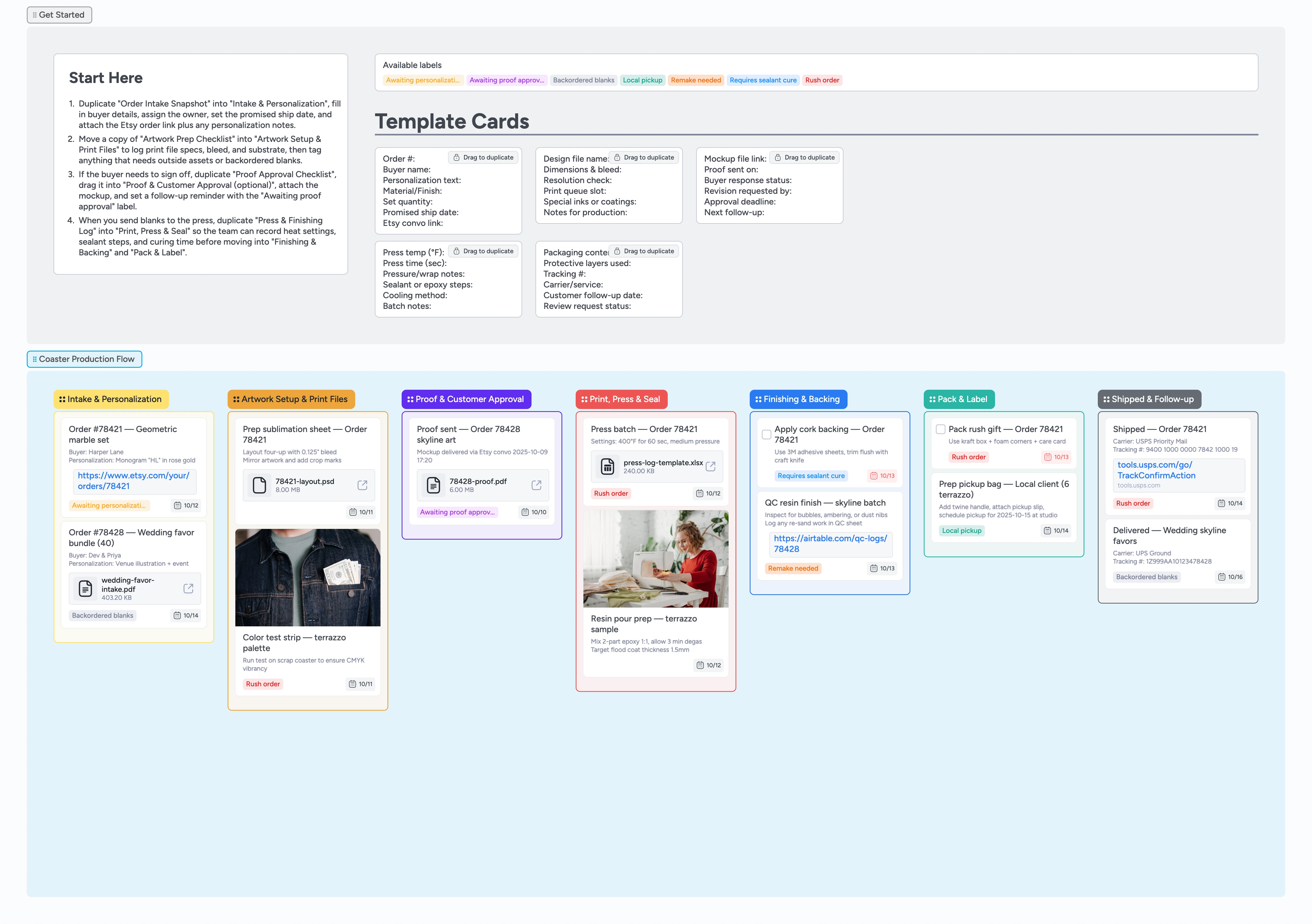 Etsy Coasters Made-to-Order Production Template