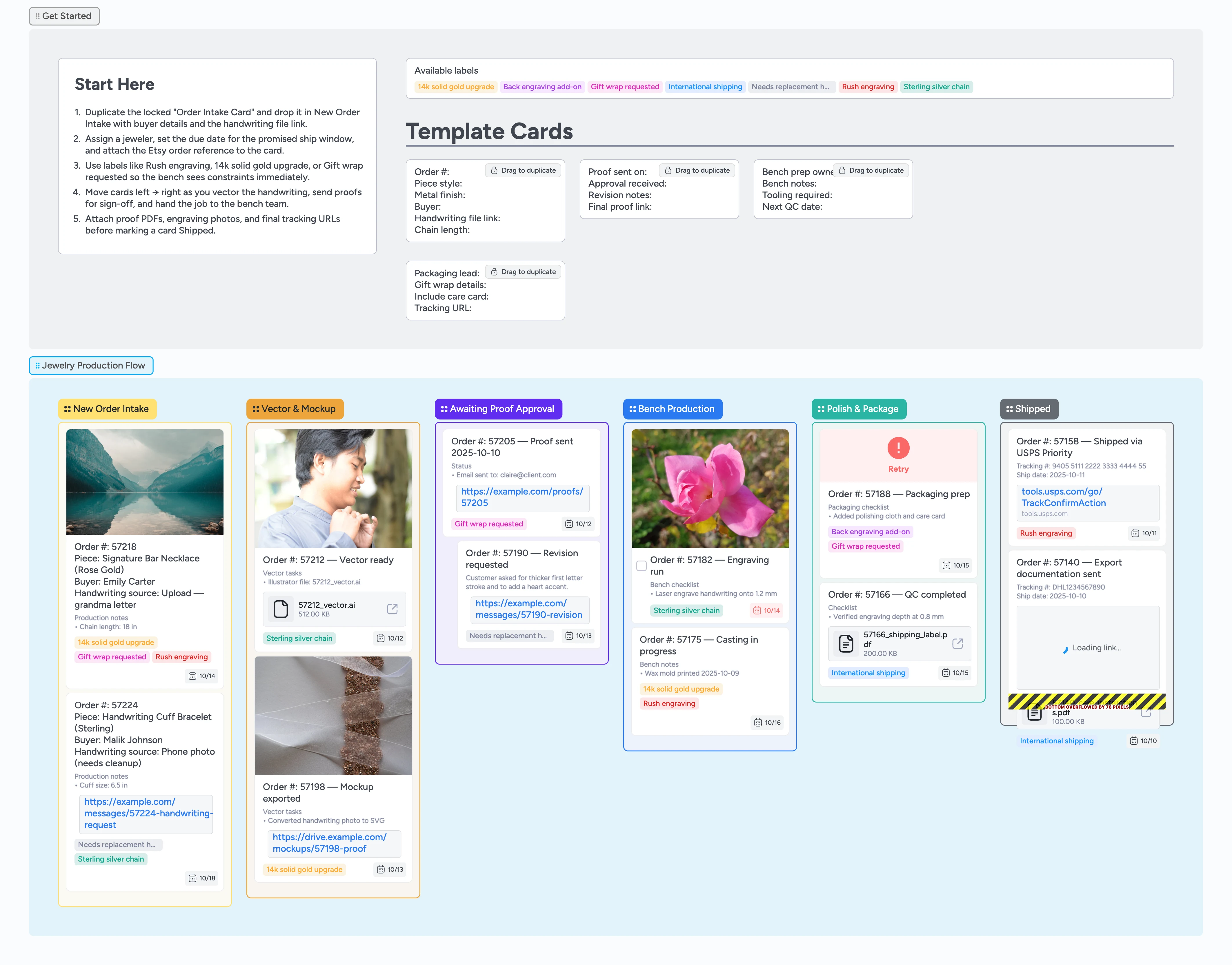 Etsy Handwriting Jewelry Production Template