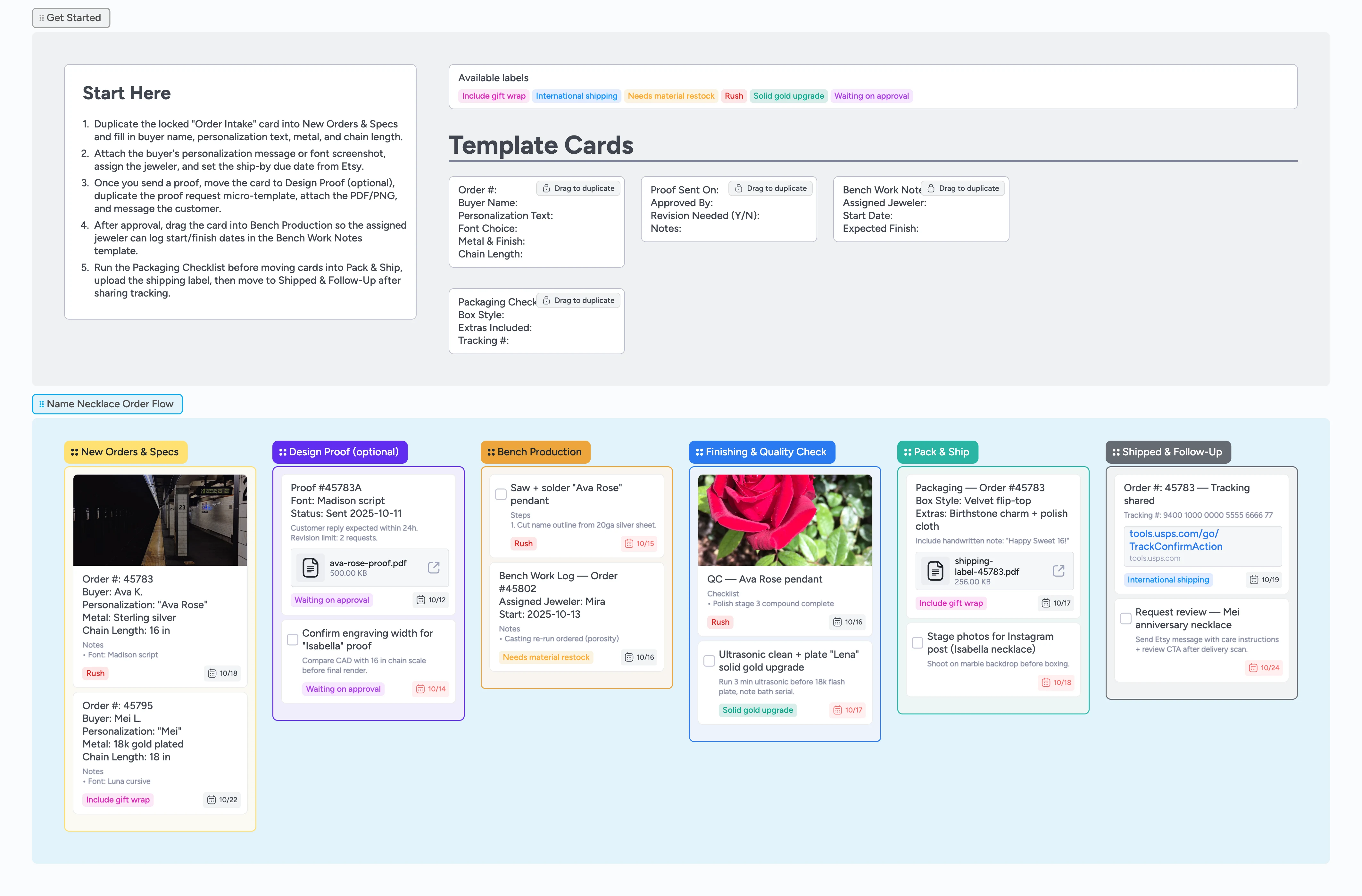 Etsy Name Necklaces Production Template