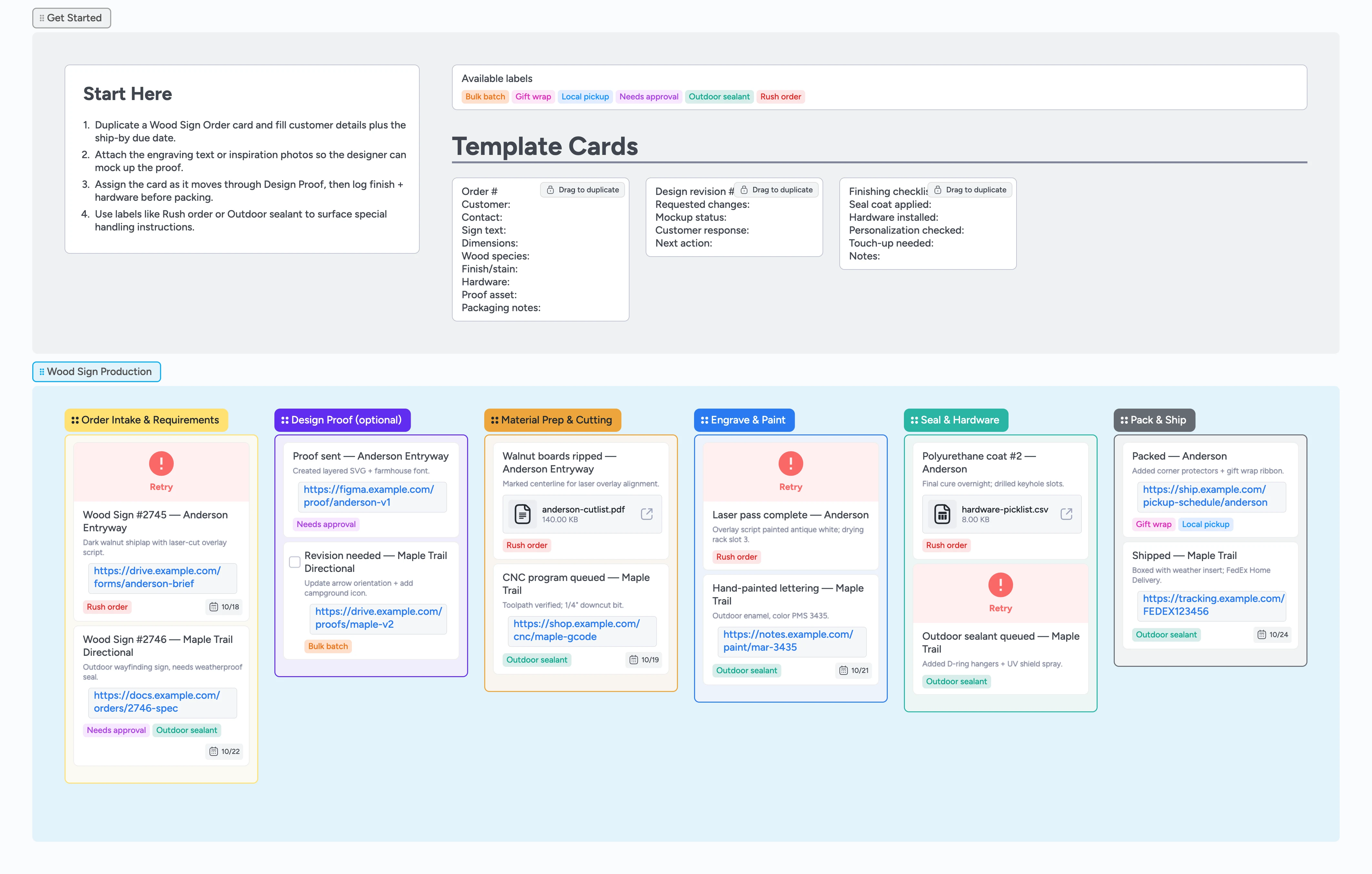 Etsy Wood Signs Production Pipeline Template