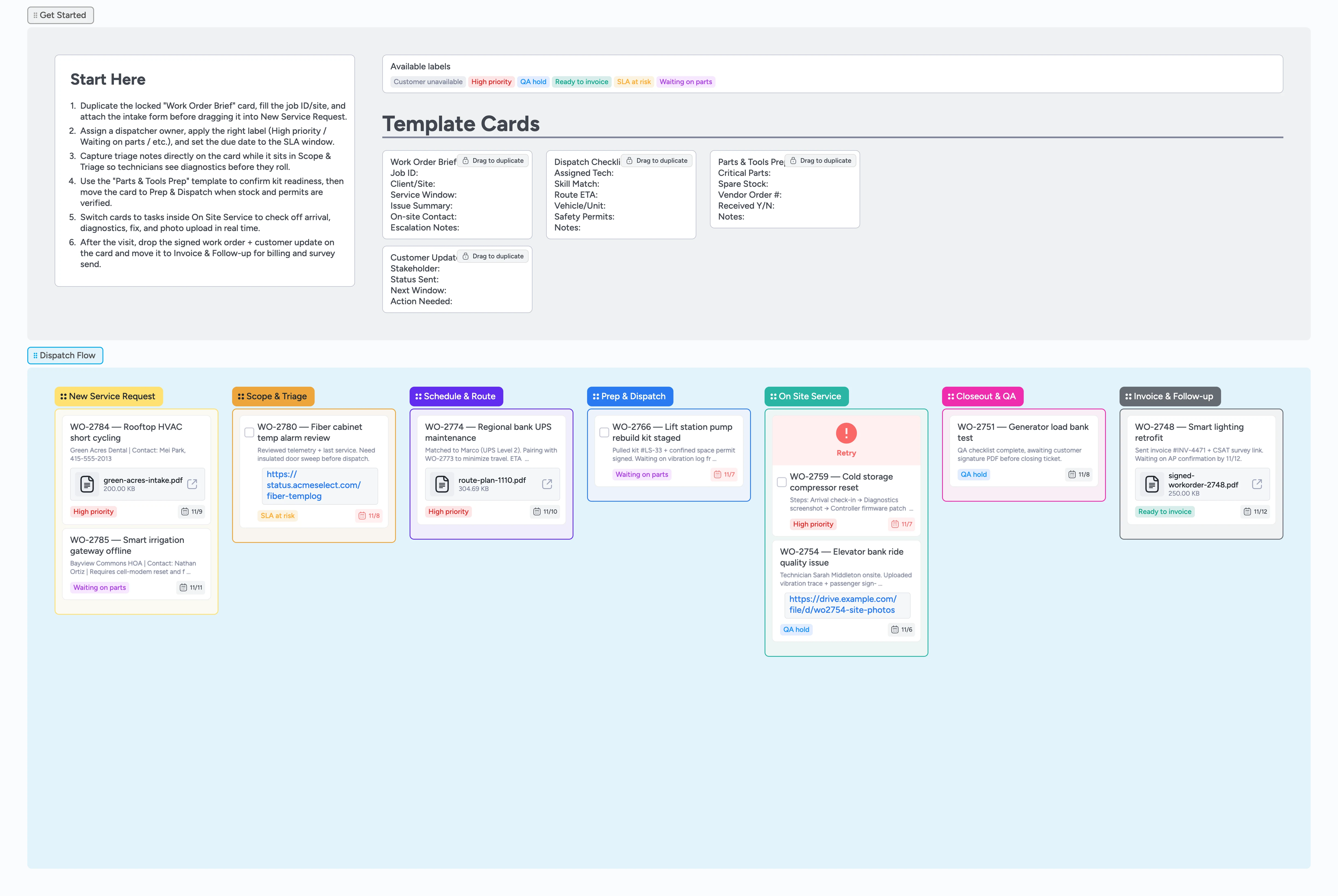 Field Service Dispatch Pipeline Template