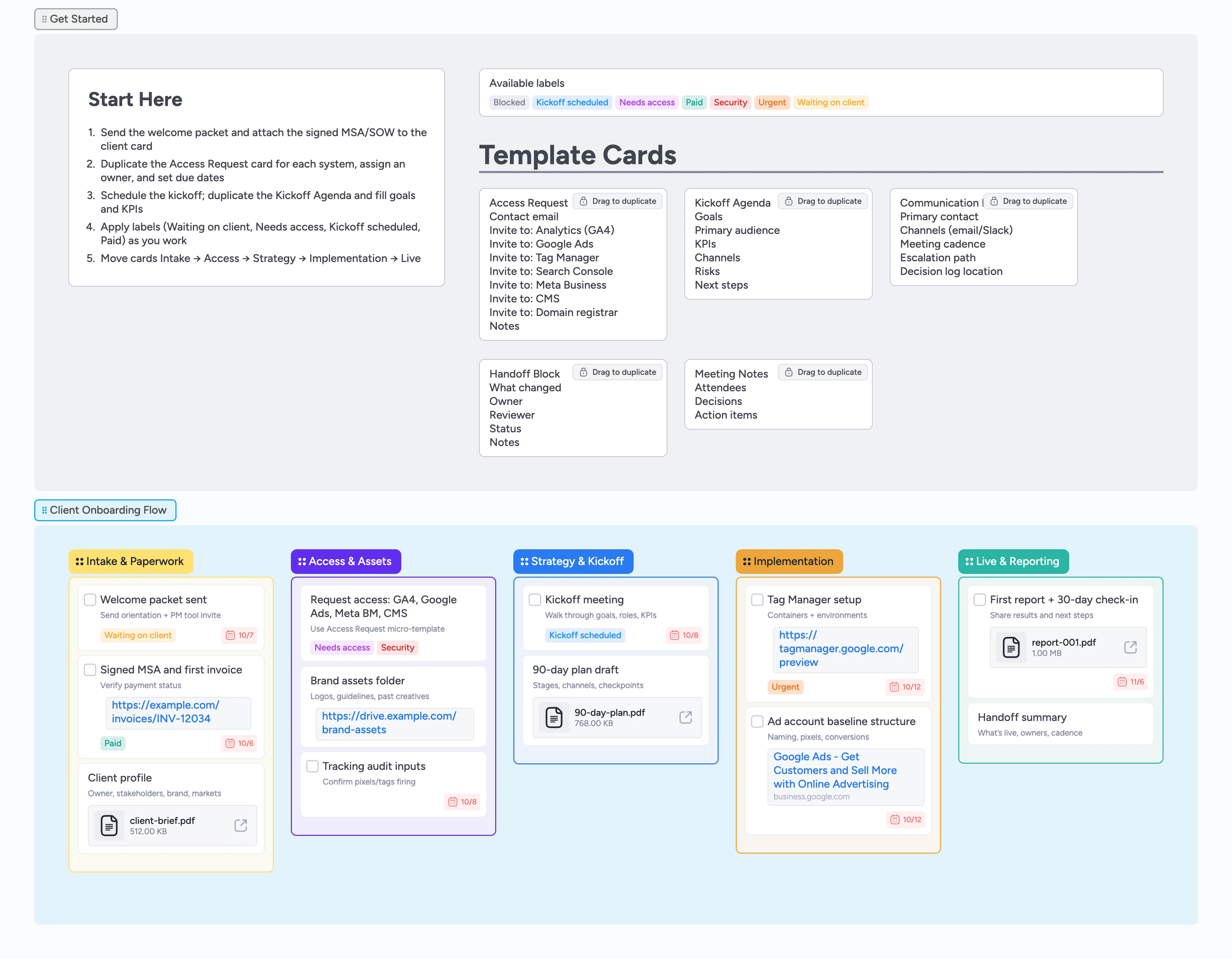 Marketing Agency Client Onboarding Flow Template