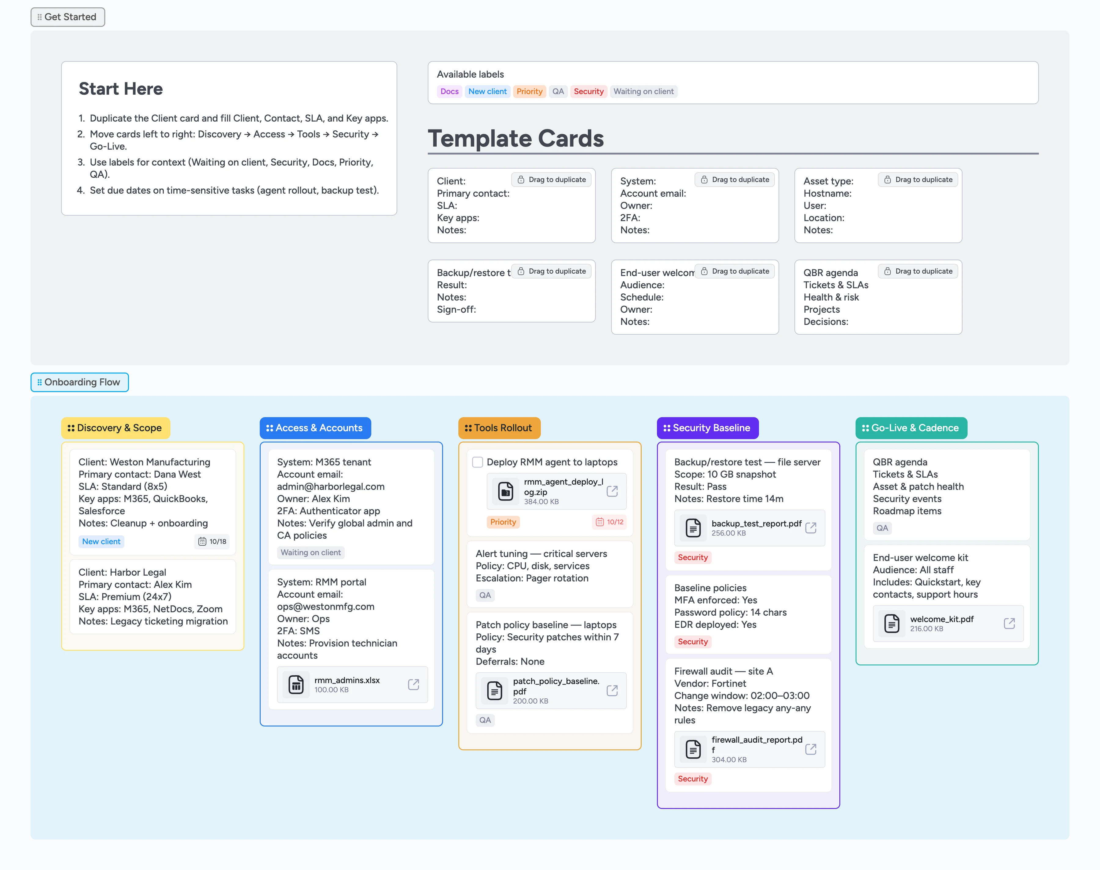 MSP Client Onboarding Checklist Template