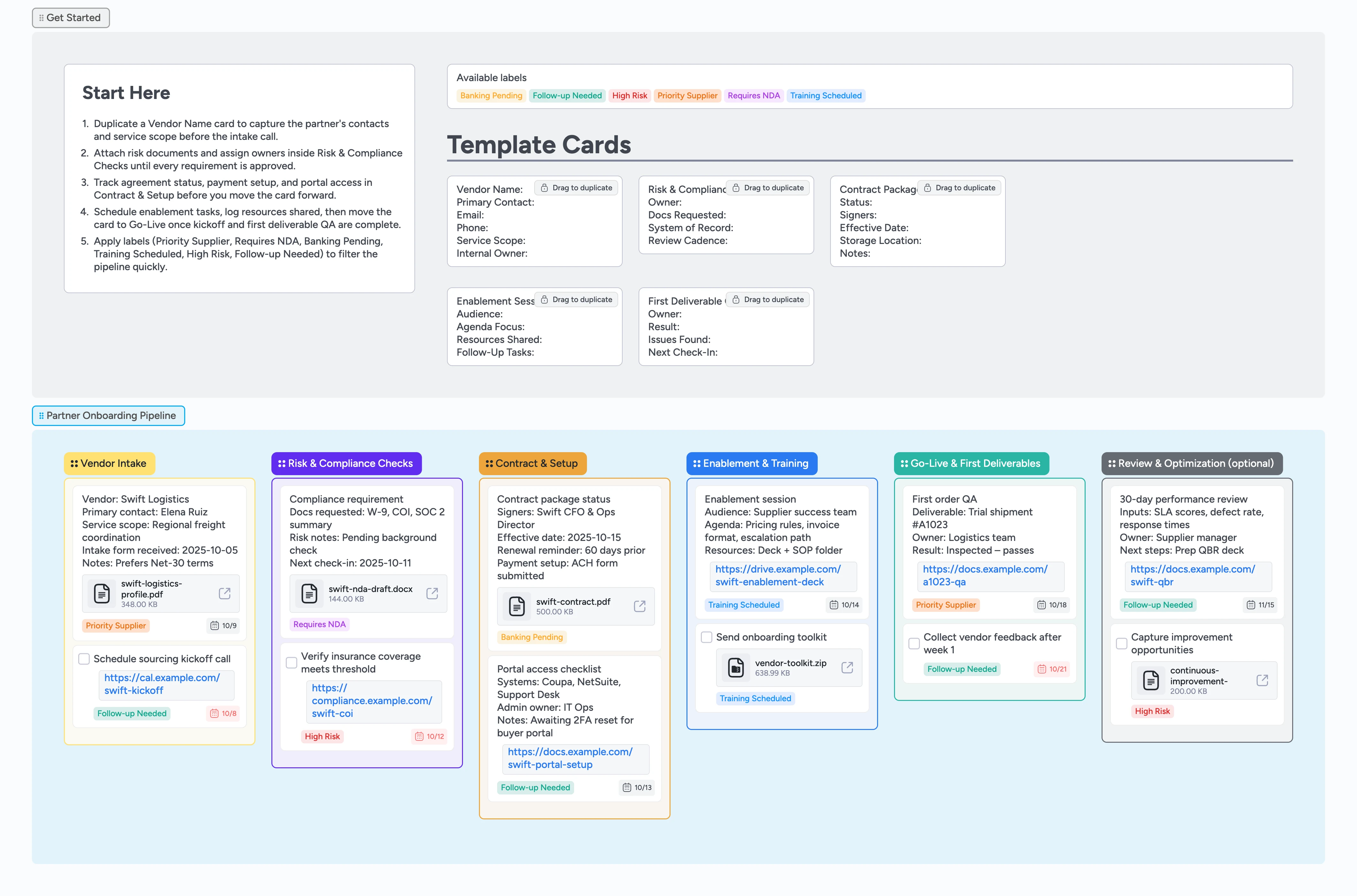 Partner/Vendor Onboarding Pipeline Template