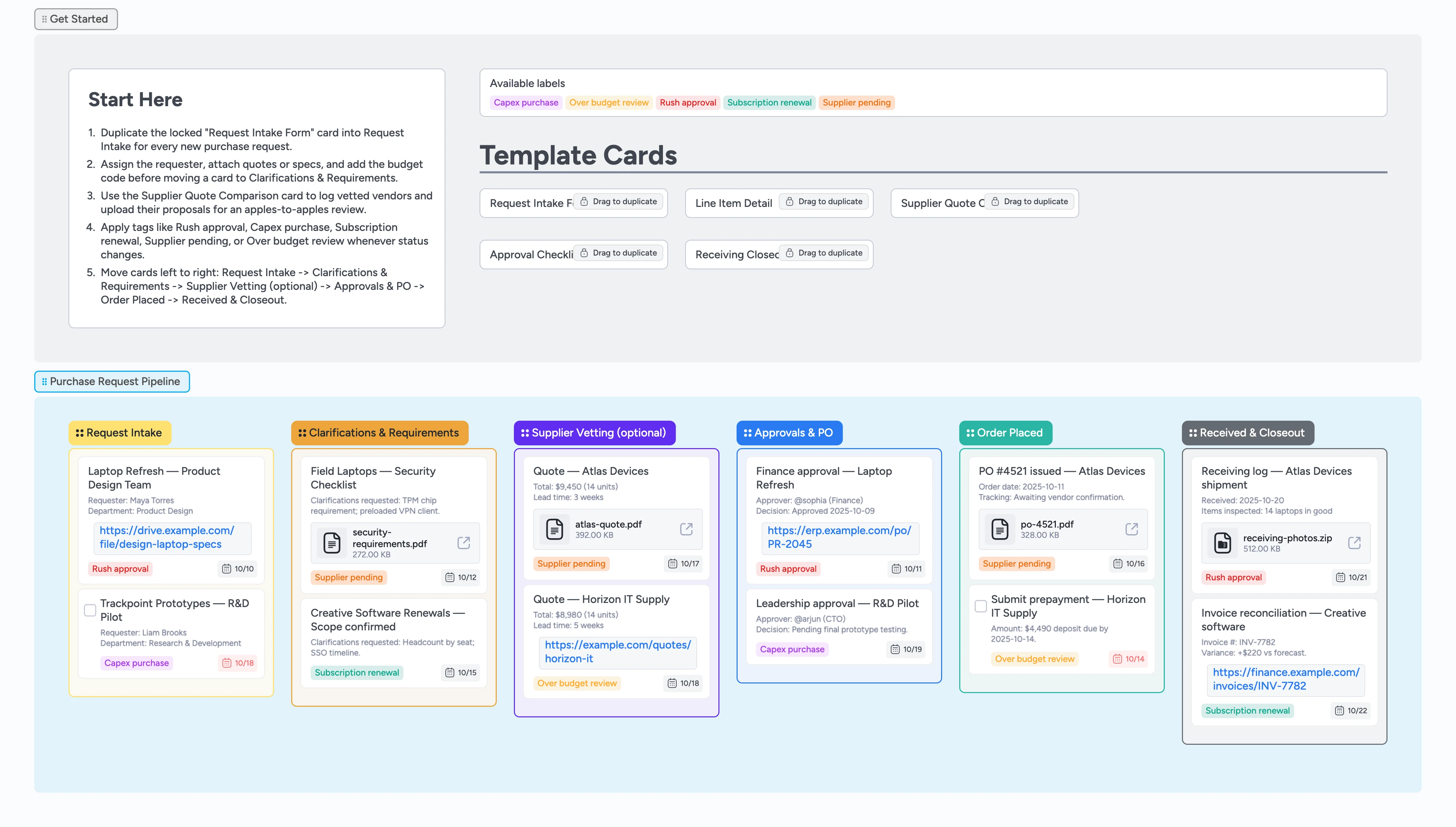 Purchase Request Pipeline Template