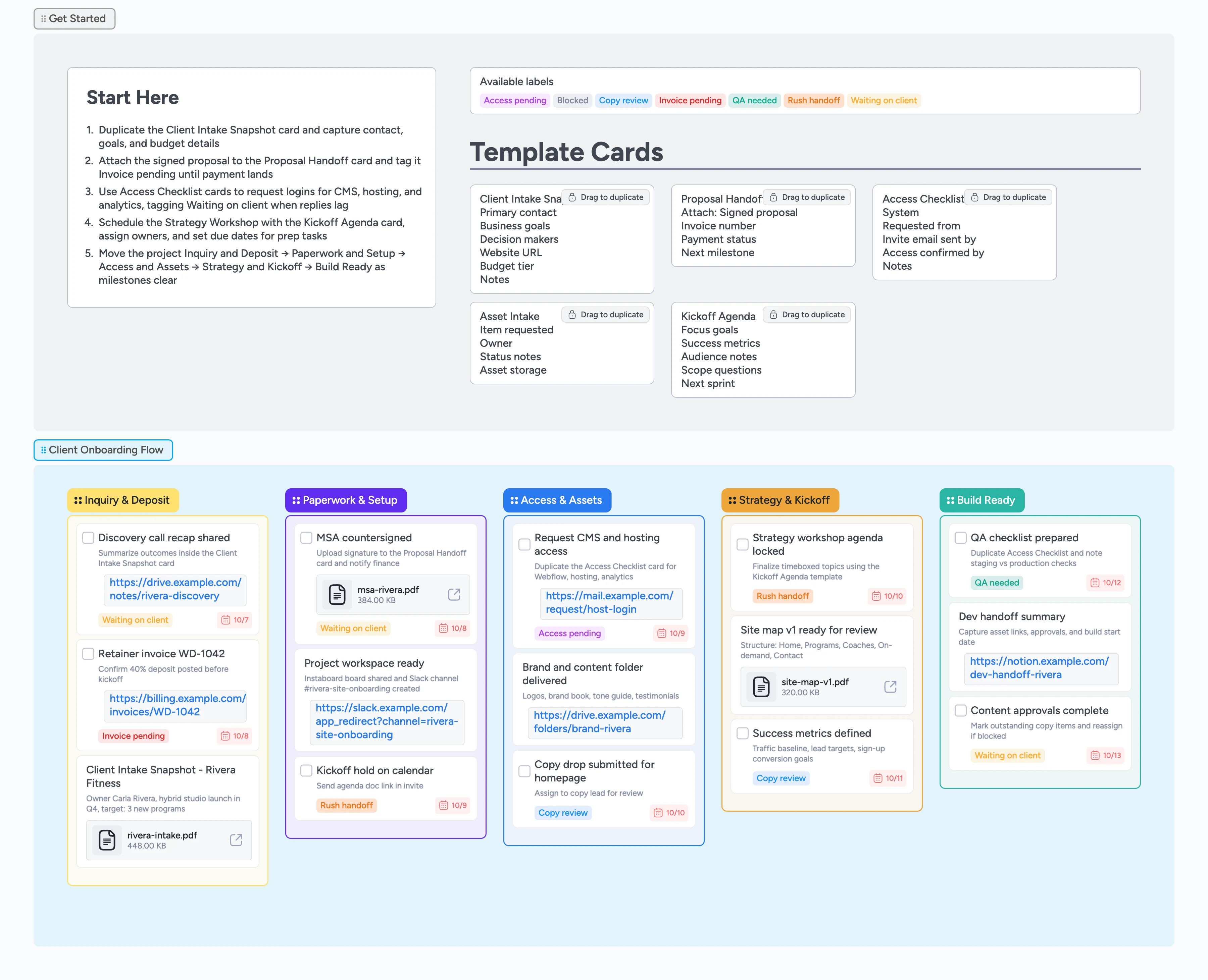 Web Design Client Onboarding Flow Template