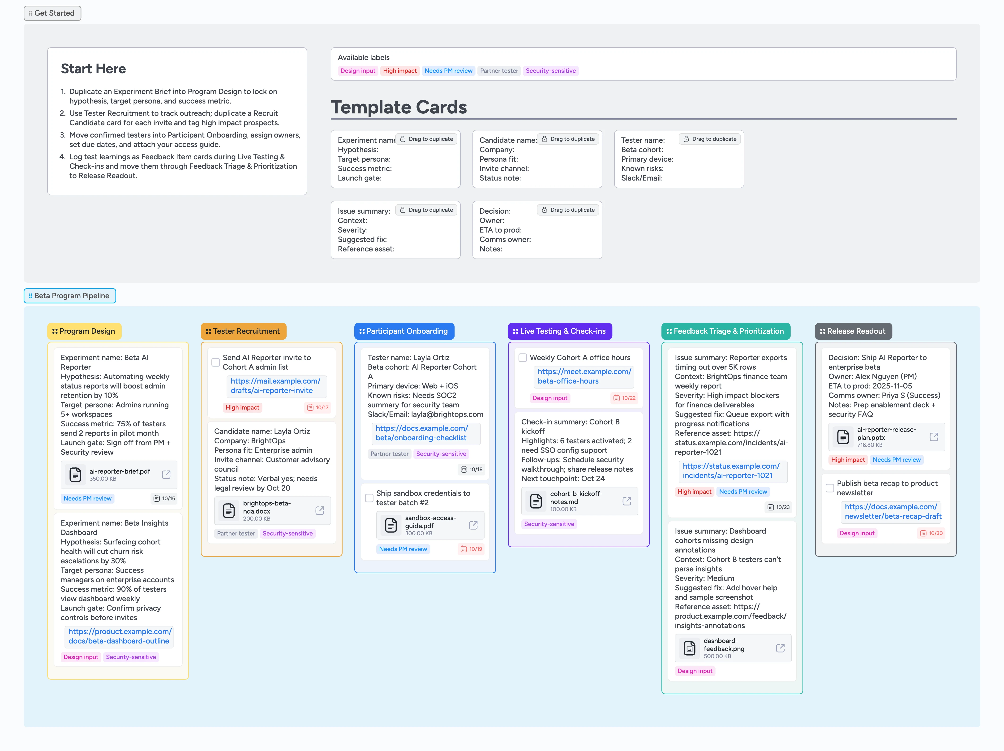 Product Beta Program Pipeline Template