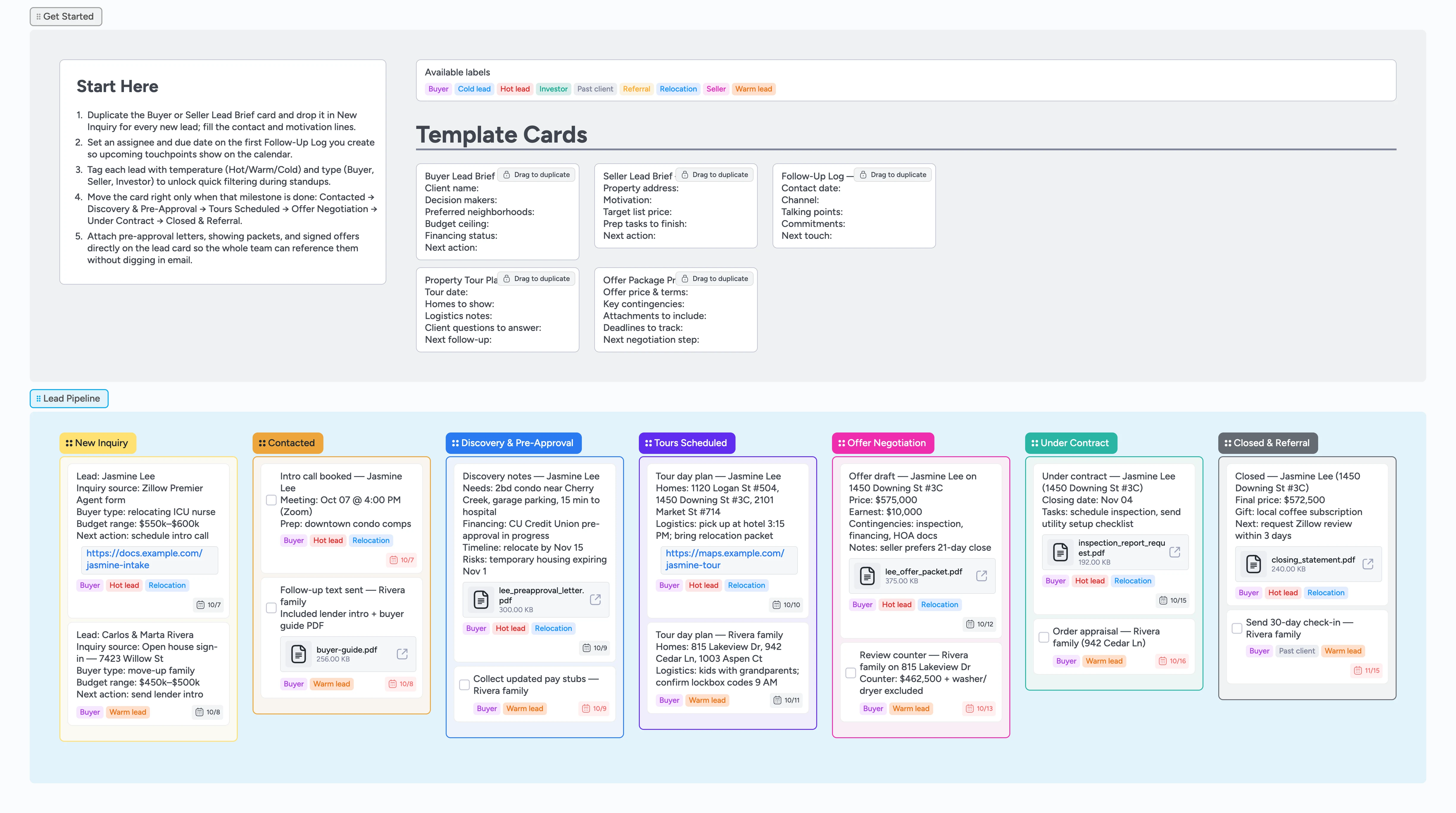 Real Estate Lead Pipeline Template